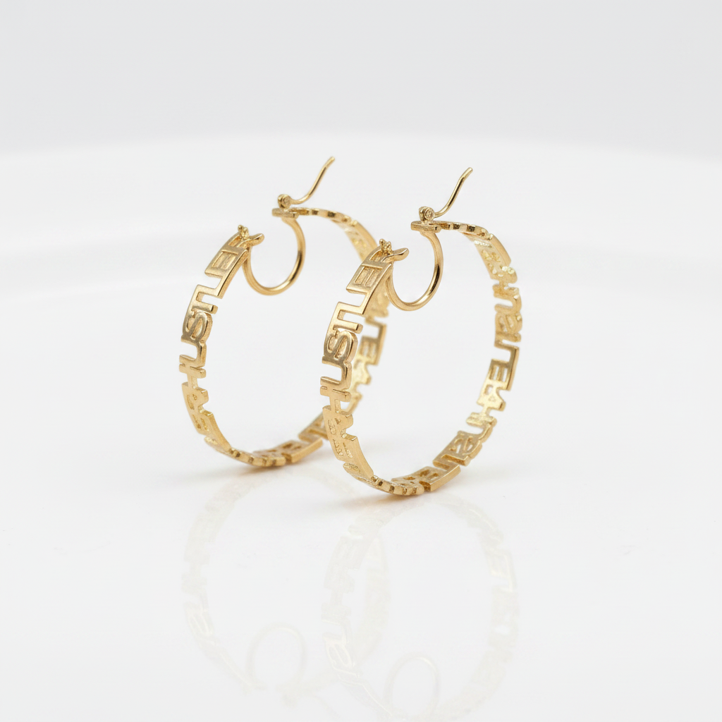 Personalized Letters Hoop Earrings-Black Diamonds New York