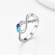 Personalized Mothers Rings with 3 Birthstones-Black Diamonds New York