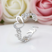 Personalized Name Ring With Heart-Black Diamonds New York