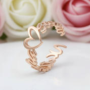 Personalized Name Ring With Heart-Black Diamonds New York