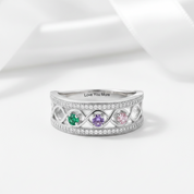 Personalized Promise Ring with 3 Birthstones Custom Name Infinity Love-Black Diamonds New York