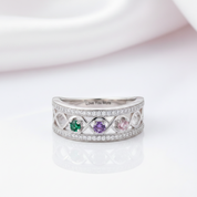 Personalized Promise Ring with 3 Birthstones Custom Name Infinity Love-Black Diamonds New York