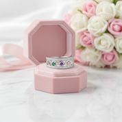 Personalized Promise Ring with 3 Birthstones Custom Name Infinity Love-Black Diamonds New York