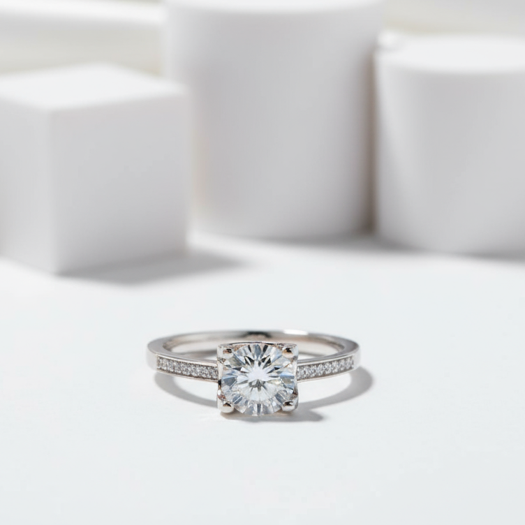 Petite Milgrain Engagement Ring With Diamonds-Black Diamonds New York