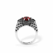 Bat's Kiss Promise Ring- 1.5 Ct Round and Coffin Cut Diamond Option Gothic Ring