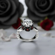 Through Eternity Ring- 3 ct Round Cut Diamond with Spider Legs Gothic Wedding Ring-Black Diamonds New York