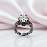Through Eternity Ring- 3 ct Round Cut Diamond with Spider Legs Gothic Wedding Ring-Black Diamonds New York