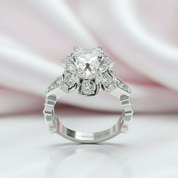 Through Eternity Ring- 3 ct Round Cut Diamond with Spider Legs Gothic Wedding Ring-Black Diamonds New York