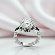 Through Eternity Ring- 3 ct Round Cut Diamond with Spider Legs Gothic Wedding Ring-Black Diamonds New York