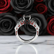 Eternal Flame- Round Cut Diamond Coffin Wedding Ring Set-Black Diamonds New York