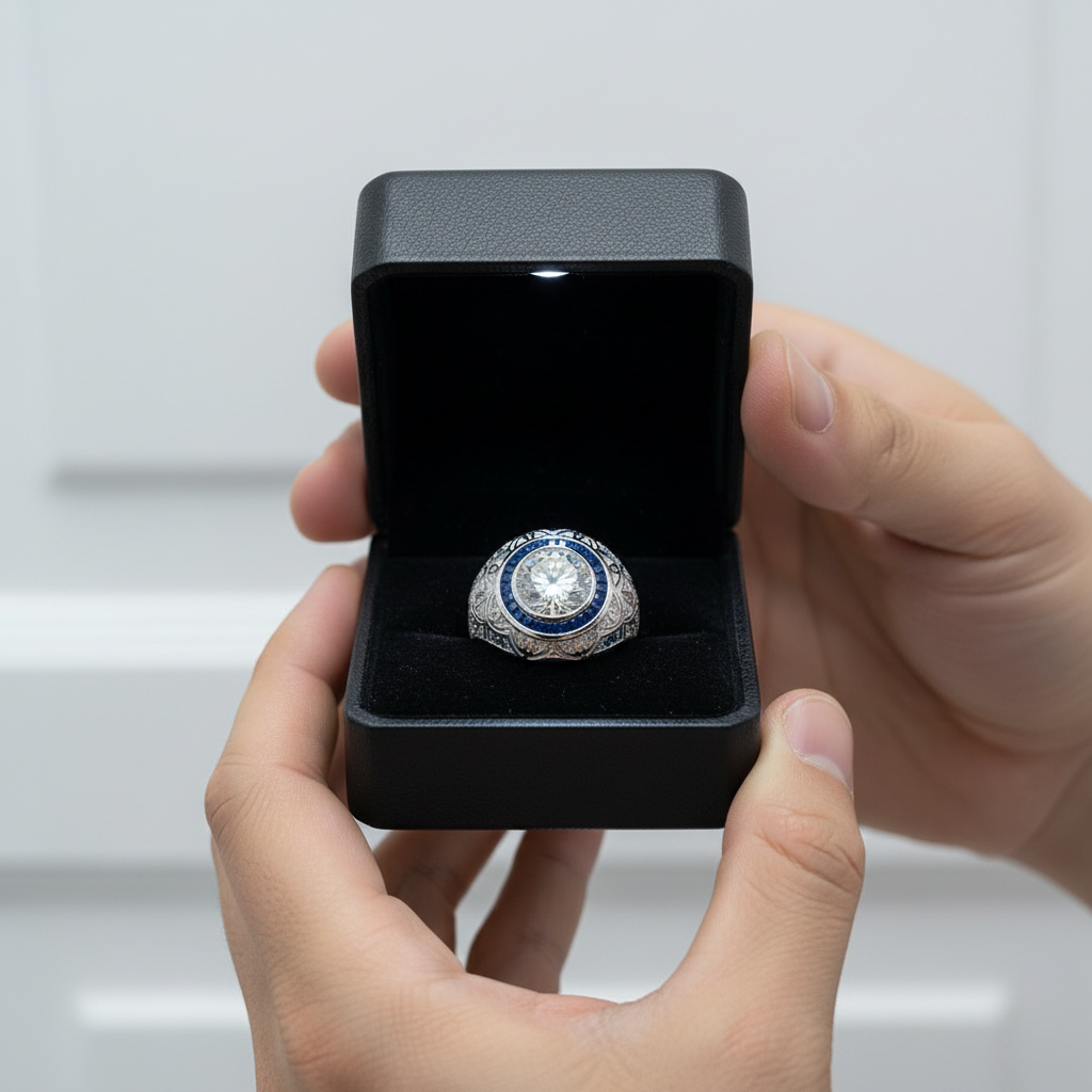 3.0 Ct Diamond Vintage Men's Engagement Ring-Black Diamonds New York