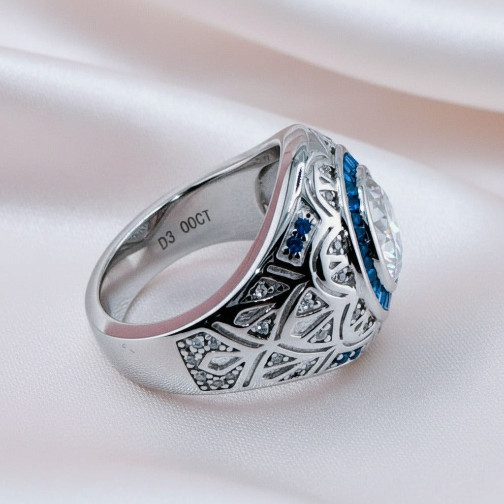 3.0 Ct Diamond Vintage Men's Engagement Ring-Black Diamonds New York