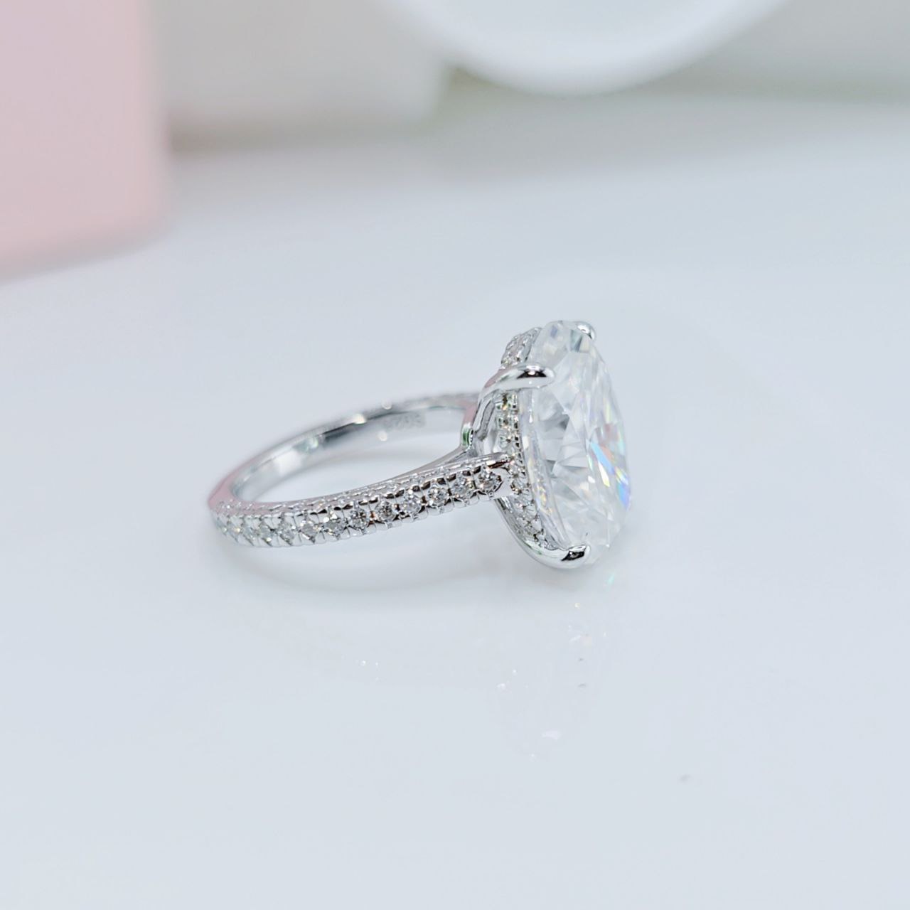 8 ct Oval-Cut Diamond Option Hidden Halo Engagement Ring-Black Diamonds New York