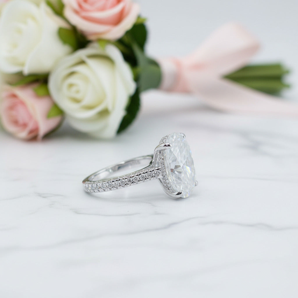 8 ct Oval-Cut Diamond Option Hidden Halo Engagement Ring-Black Diamonds New York