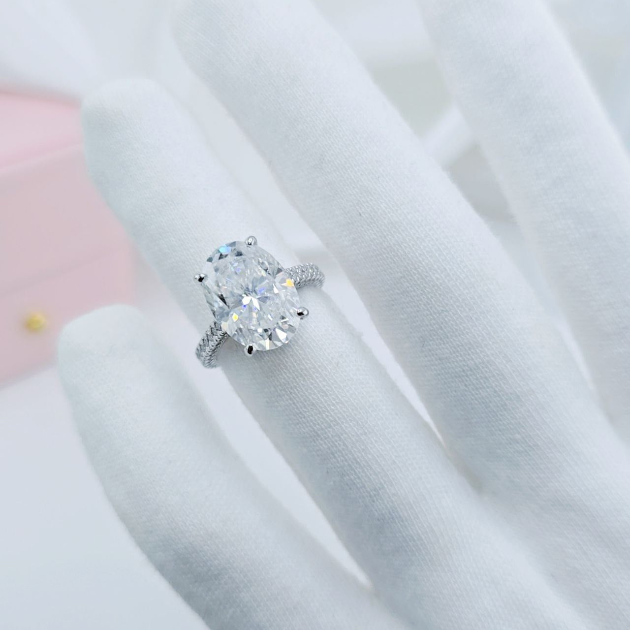 8 ct Oval-Cut Diamond Option Hidden Halo Engagement Ring-Black Diamonds New York