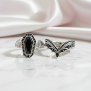 Wings Of Eternity- Coffin Cut Diamond Option Bat Wings Wedding Rings-Black Diamonds New York