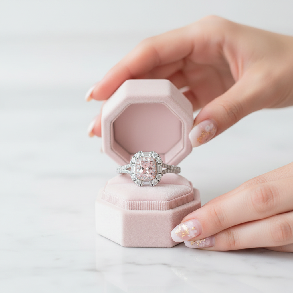 Pink Cushion Cut Diamond Option Engagement Ring-Black Diamonds New York