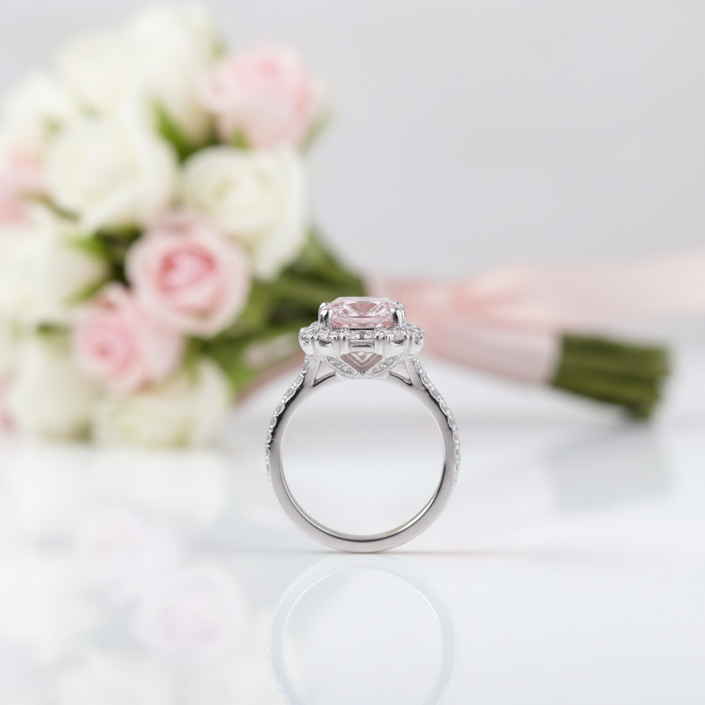 Pink Cushion Cut Diamond Option Engagement Ring-Black Diamonds New York