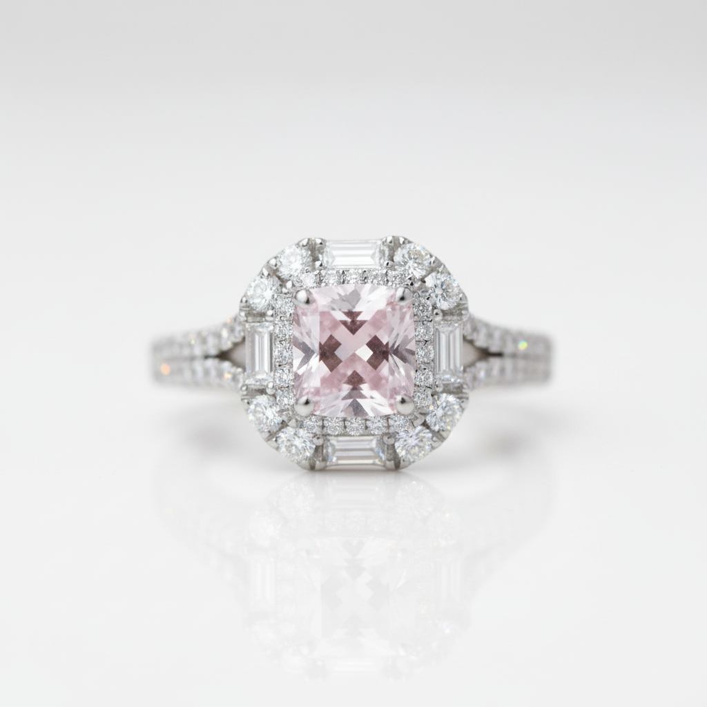 Pink Cushion Cut Diamond Option Engagement Ring-Black Diamonds New York