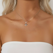 Pink Opal Lotus Flower Pendant Necklace-Black Diamonds New York