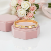 Pink Emerald Cut Diamond Option Inlaid Bangle-Black Diamonds New York
