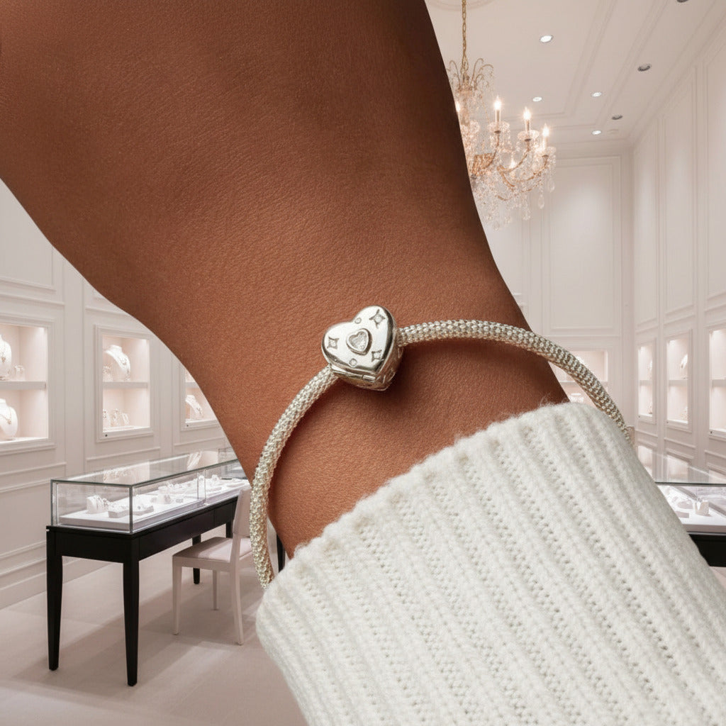 Pink Heart Charms & Pendant-Black Diamonds New York