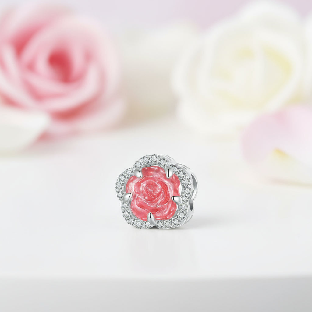 Pink Heart Charms & Pendant-Black Diamonds New York