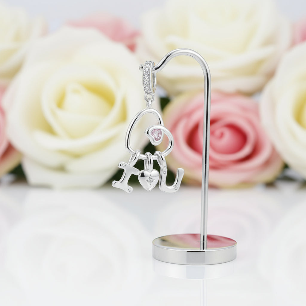 Pink Heart Charms & Pendant-Black Diamonds New York