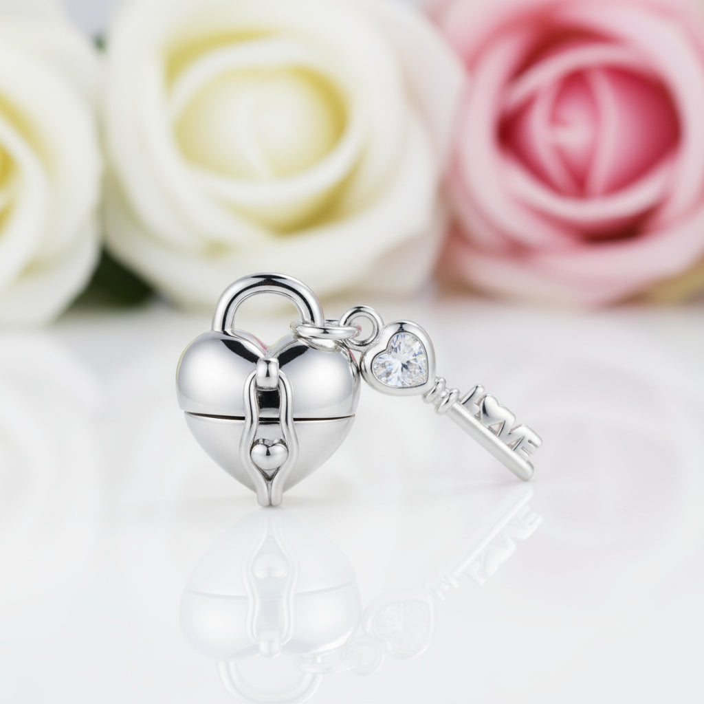 Pink Heart Charms & Pendant-Black Diamonds New York