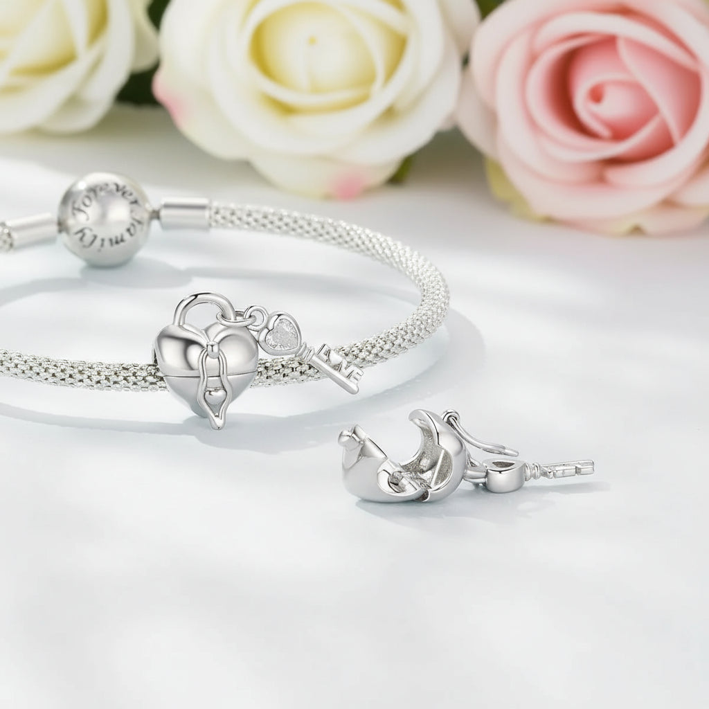 Pink Heart Charms & Pendant-Black Diamonds New York