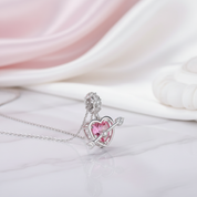 Pink Heart & Cupid's Arrow Charm-Black Diamonds New York