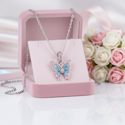 Pink Heart Cut Diamond Option Butterfly Pendant Necklace-Black Diamonds New York