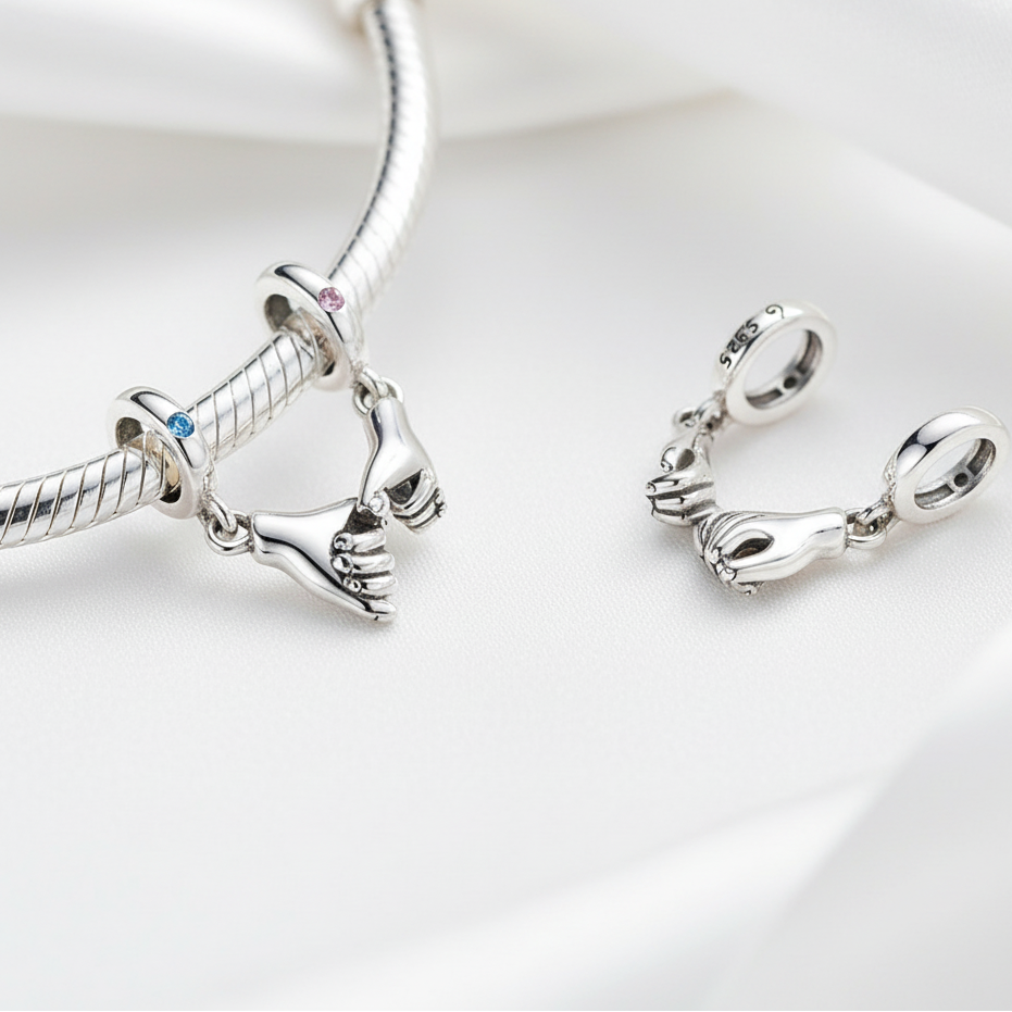 Pinky Swear Flower Lace & Heart Charm-Black Diamonds New York