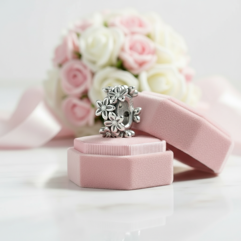 Pinky Swear Flower Lace & Heart Charm-Black Diamonds New York