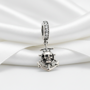 Pirate Skull & Anchor Charm-Black Diamonds New York