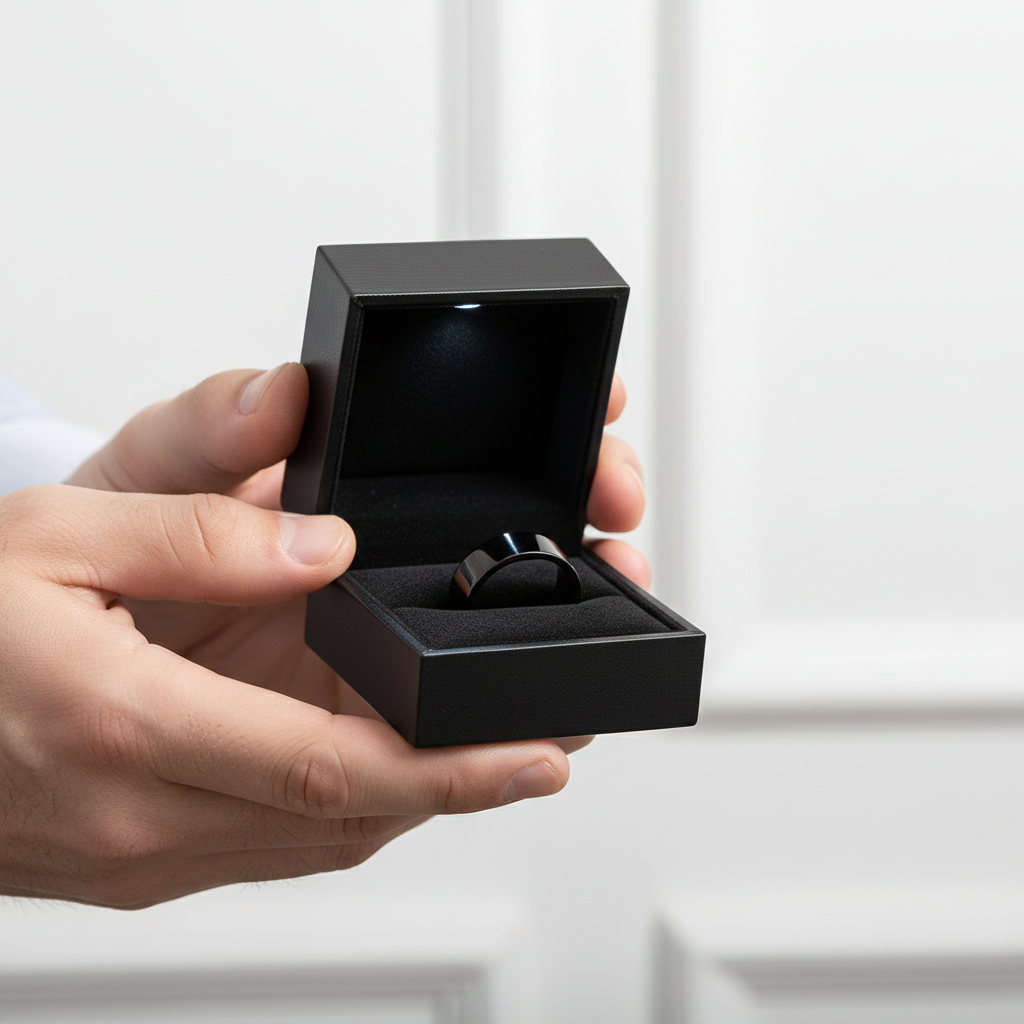 Plain Black Men's Ring-Black Diamonds New York