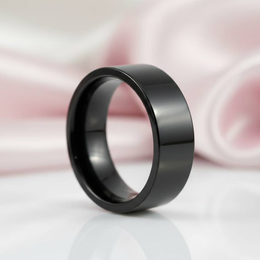Plain Black Men's Ring-Black Diamonds New York