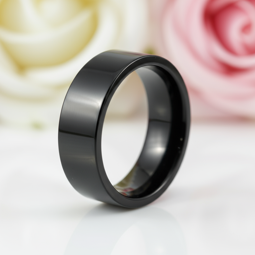 Plain Black Men's Ring-Black Diamonds New York