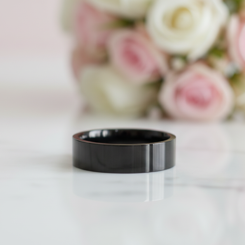 Plain Black Men's Ring-Black Diamonds New York