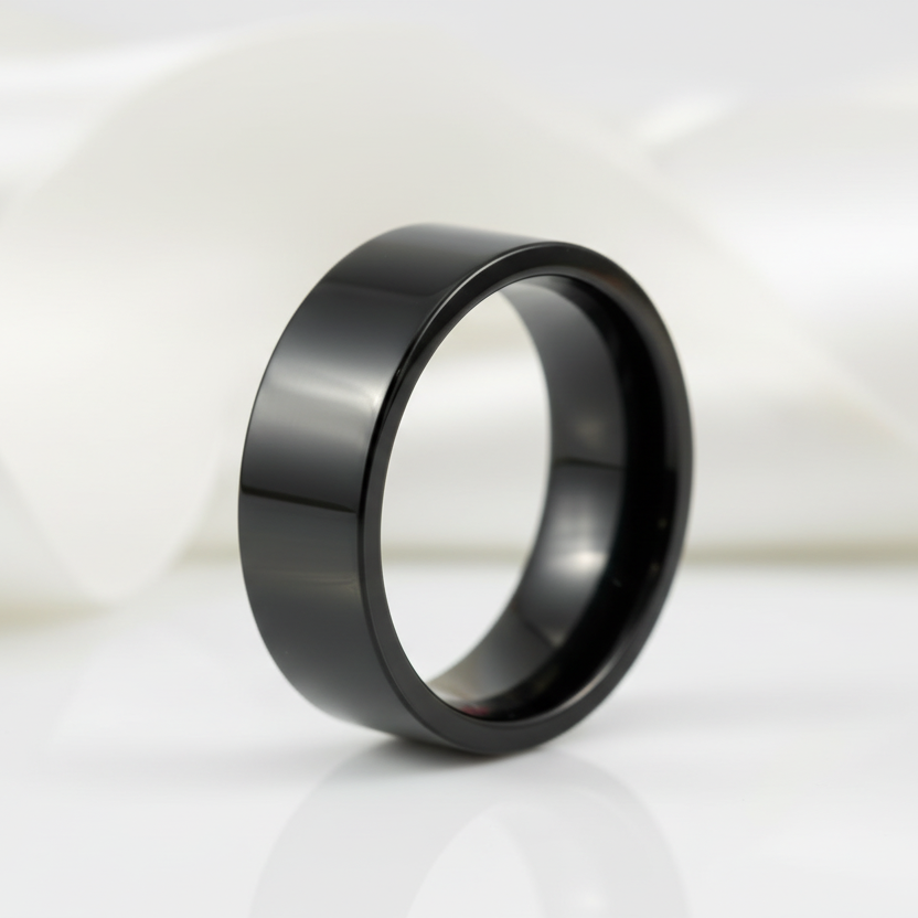 Plain Black Men's Ring-Black Diamonds New York