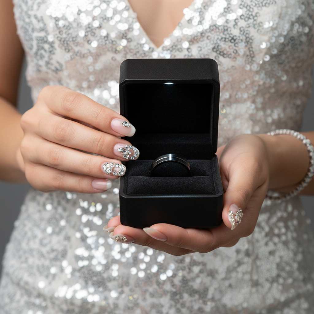 Plain Black Stainless Steel Men's Ring Band-Black Diamonds New York