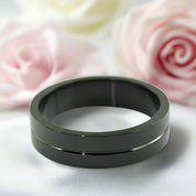 Plain Black Stainless Steel Men's Ring Band-Black Diamonds New York