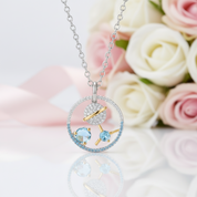 Planet Swiss Blue Topaz Moonstone Necklace-Black Diamonds New York