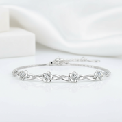 Platinum & Silver Flower Sweet Bracelet-Black Diamonds New York