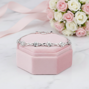 Platinum & Silver Flower Sweet Bracelet-Black Diamonds New York