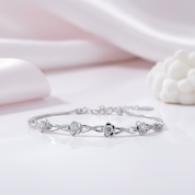 Platinum & Silver Flower Sweet Bracelet-Black Diamonds New York