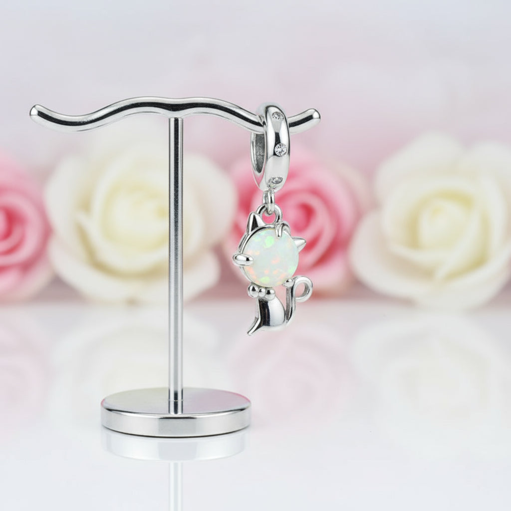 Playful Pet Kissing Cat Charm-Black Diamonds New York