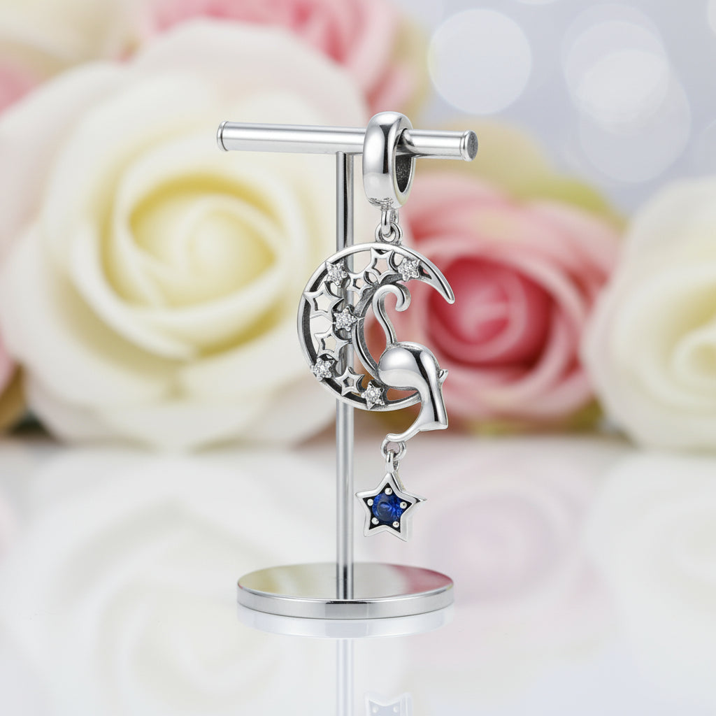 Playful Pet Kissing Cat Charm-Black Diamonds New York