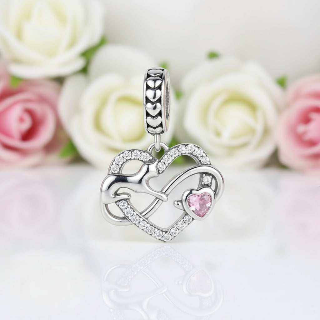 Playful Pet Kissing Cat Charm-Black Diamonds New York