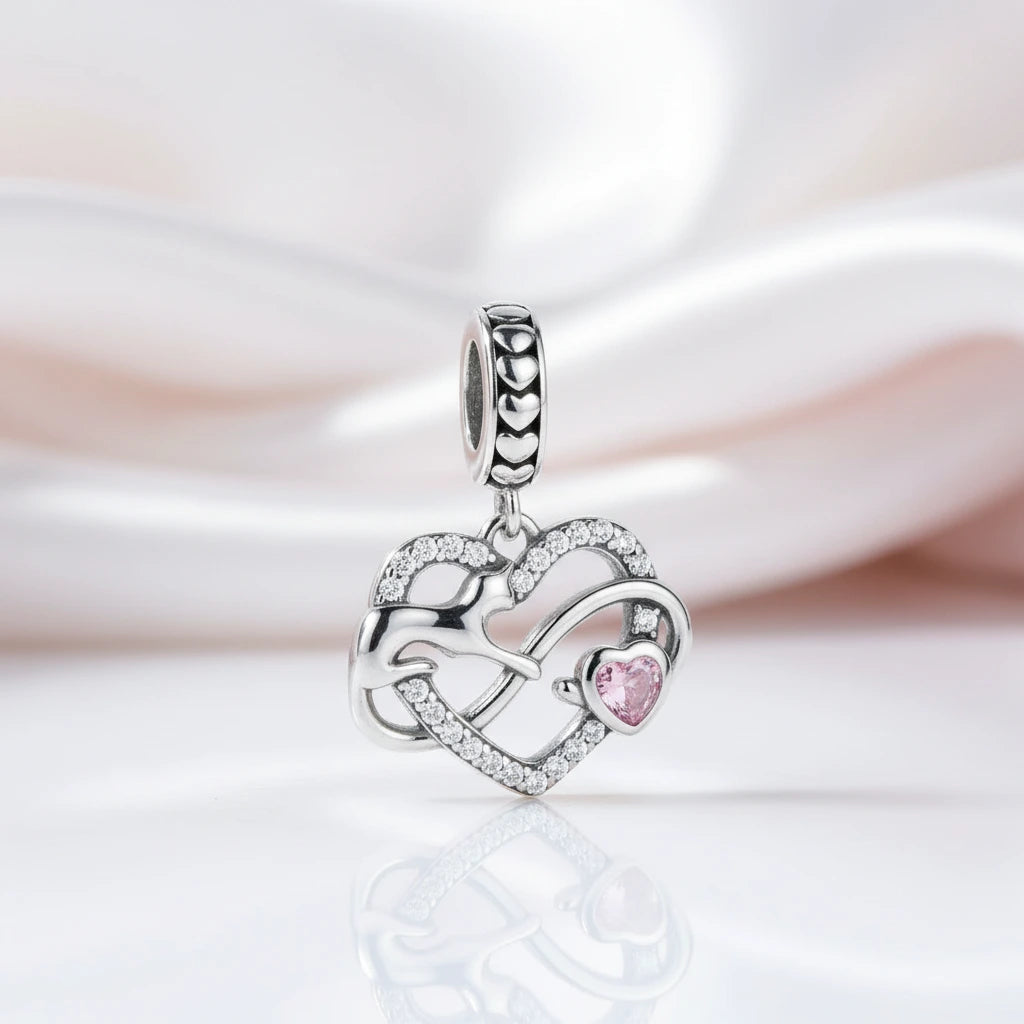 Playful Pet Kissing Cat Charm-Black Diamonds New York